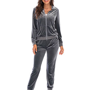 Women's Tracksuit Sweatsuit Girls 100% Cotton Velour <b>Velvet</b> Nylon Custom Windbreaker Tracksuit Sets Tracksuits Set For Women - Product Image 1