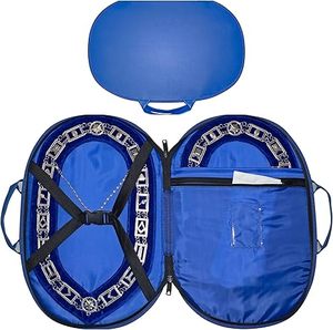 Étui de transport pour collier maçonnique haut de gamme en cuir bleu (conception améliorée), sac de transport maçonnique avec poignée de transport - Product Image 1