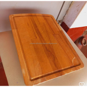 Tabla de cortar de madera de acacia Rectangular rústica, tabla de cortar de cocina de madera dura hecha a mano resistente, bandeja de servicio clásica - Product Image 5