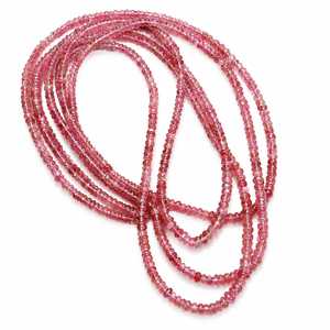Cuentas facetadas de turmalina rosa AAA+ en forma de rondel, hilo de piedras preciosas naturales de 16 pulgadas para la fabricación de joyas - Product Image 2