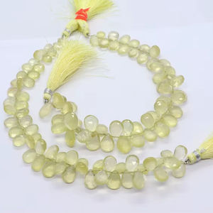 Cuentas de cuarzo limón natural facetadas en forma de pera, 7x11 mm, cuentas de piedras preciosas de cuarzo, 8 pulgadas, cuentas de cuarzo limón para la fabricación de joyería. - Product Image 1
