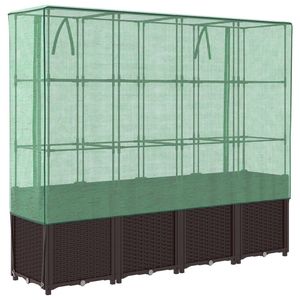 Bac à plantes surélevé en polypropylène marron 63,0 po x 15,7 po pour jardins, serres et pièces - Product Image 6