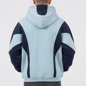 เสื้อฮู้ดสีฟ้าอ่อนสำหรับผู้ชายรุ่นใหม่ล่าสุด แขนเสื้อแบบแร็กแลนสีกรมท่า ทรงปกติ ผ้าฝ้ายฟลีซ สวมใส่สบายๆ สำหรับฤดูใบไม้ร่วง - Product Image 2