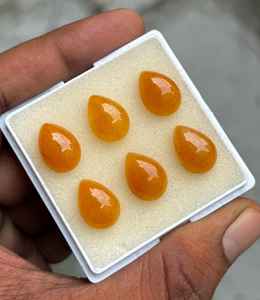 พลอยอะเวนเจอรีนสีเหลืองทรงหยดน้ำแบบคาโบชอง รูปทรงลูกแพร์ ขนาดมาตรฐาน พลอยธรรมชาติแบบเม็ดเดี่ยว สำหรับทำเครื่องประดับ - Product Image 2