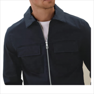 Veste pour homme en twill de haute qualité, design personnalisé, mode décontractée, logo brodé, manches longues, coupe moderne. - Product Image 3