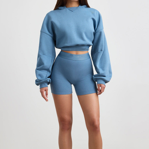 2026 Fashion <b>White</b> Lace Up Cropped <b>Sweatshirt</b> Women Drawstring Hooded Pullover Top Corset Style Streetwear Small MOQ OEM Custom - Product Image 4
