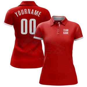 Polo de Golf Personalizado Rojo y Blanco de Alto Rendimiento, Transpirable y que Absorbe la Humedad, para Entrenamiento de Golf y Uso Casual - Product Image 2