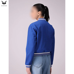 Good Supplier Newest Trendy Product Women's Blue Varsity Jacket With NY Logo Full Sleeve Button Up Collar Autumn Wear - Product Image 3