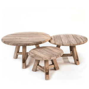 Round Coffee <b>Table</b> <b>Set</b> of Three Teak Wood Durable & Eco-Friendly Modern Design Customized Color for Outdoor Use - Product Image 3