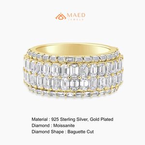 Anillo de Eternidad con Diamantes Moissanite Baguette Chapado en Oro de 18K, Anillo de Boda de Lujo para Mujer, EE. UU. - Product Image 6