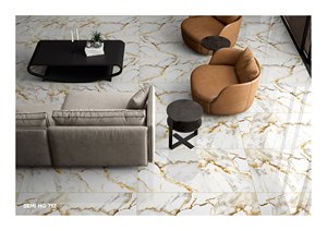 Baldosa de Porcelana Semi Brillante 600x1200mm, Patrón de Mármol Blanco Dorado, para Paredes y Pisos Interiores (S) - Product Image 5