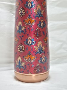 Bouteille d'eau de luxe en cuivre pur imprimée 1000 ml, motif floral, récipient ayurvédique pour la santé, anti-fuite, pour yoga, gym et bien-être - Product Image 3