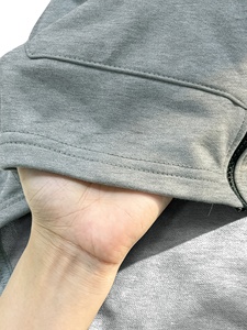 Men's Gray Sleeveless Hooded Sweatshirt <b>Set</b> Casual Cotton French Terry Solid Color <b>Knitted</b> Autumn Wear - Product Image 4