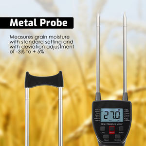 Medidor Digital de Humedad de Granos, Analizador de Contenido de Agua con Sonda Metálica de 11.81 Pulgadas para 14 Granos: Trigo, Maíz, Arroz, Cacahuete, Soja - Product Image 3