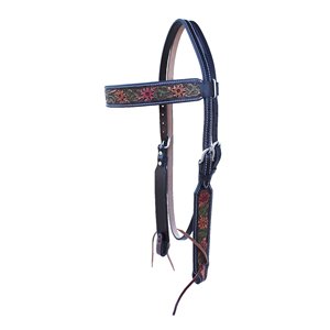 Ensemble de têtière, collier de poitrine et bride en cuir repoussé pour cheval western avec rênes – Équipement d'équitation - Product Image 2