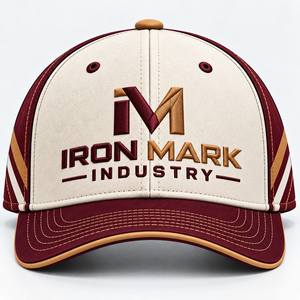 <b>Iron</b> Mark Industry 6-Panel Baseball Cap Embroidered Logo Unisex Adjustable Canvas Jersey Terry 100% Cotton Maroon Beige Casual - Product Image 1