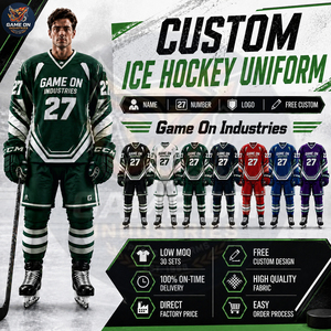 Sublimation Printed Top Quality Custom Team Sportswear Breathable Polyester Long Sleeve Match Training Wear Ice Hockey Uniform - Product Image 3