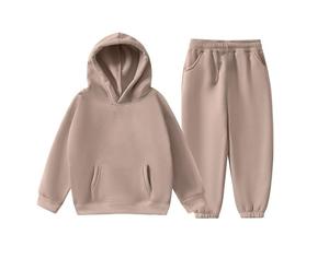 Children's Light Blue Cotton Fleece Hoodie and <b>Pants</b> Set Unisex Wear - Product Image 3