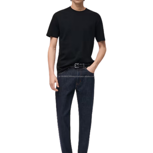 T-shirt uni surdimensionné pour homme en coton 100% épais, col montant, poids lourd, long, avec col épais, impression numérique personnalisée - Product Image 2