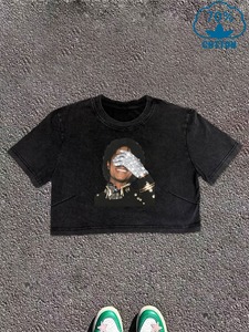 T-shirts imprimés courts tendance pour femmes, nouveaux designs, respirants, pour filles, vente en gros, chemises courtes pas chères - Product Image 1