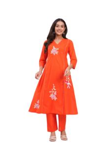 ชุดกางเกง kurti ผ้าฝ้ายทรงเอลายดอกไม้สำหรับผู้หญิงในอินเดียชุดยาว - Product Image 5