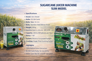 Sugarcane juicer slim model stainless steel <b>mirror</b> finish <b>compact</b> durable efficient machine advanced engineering - Product Image 3