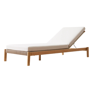 Chaise longue d'extérieur en teck durable, réglable et inclinable, avec cadre plat et lignes épurées, idéale pour piscine, jardin et resort - Product Image 6