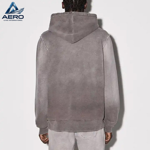 Sweat à capuche personnalisé pour homme, marron délavé soleil, effet ombré vintage, uni, en molleton bouclette lourd - Product Image 3