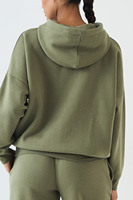 Ensemble de survêtement décontracté deux pièces pour femme, vert olive, avec sweat à capuche oversize et pantalon de jogging large, tenue de détente streetwear