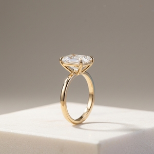 Bague de fiançailles solitaire émeraude 2 mm avec diamants massifs en or jaune 10k 14k 18k - Product Image 2