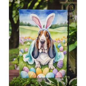 Multicolor Basset Hound Pascua huevo caza jardín bandera decorativa buzón y Patio Banner para patio y césped ilustraciones para camas de flores - Product Image 3