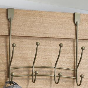 Colgador de puerta de metal que ahorra espacio con diseño de múltiples ganchos, organizador duradero para apartamentos pequeños, dormitorio, baño, cocina - Product Image 1