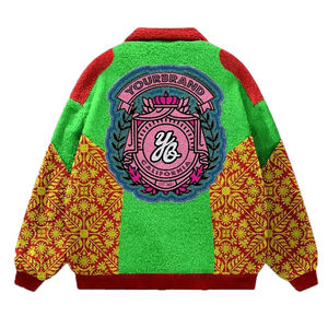 Custom Logo Vintage <b>Men</b>’s Sherpa Baseball <b>Jacket</b>, Chenille Embroidery with Button Detail, Winter Dyed Style - Product Image 2