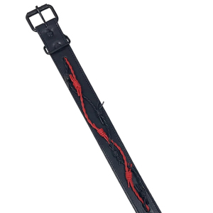 Collar de Cuero Negro con Diseño de Cordón Trenzado Rojo y Negro, Cadena con Eslabones en Forma de Corona, para Fiestas y Eventos - Product Image 2