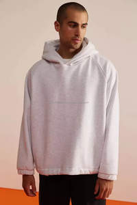 Venta al por mayor a granel de manga raglán gris sudaderas con capucha en blanco personalizado de su marca de algodón sin cuerda sudaderas con capucha unisex - Product Image 4
