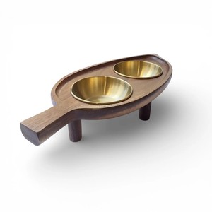 Raised Dog Bowls for Medium Dogs Modern Farmhouse White Washed <b>Elevated</b> Wooden Stand Feeder with 2 Stainless Steel Bowls - Product Image 4