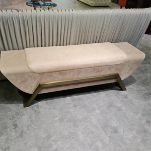 Puf Otomano Moderno Grande con Asiento de Terciopelo, Base Metálica Dorada, Florero de Suelo Multifuncional, Embalaje Personalizable, Pufs Indios - Product Image 3