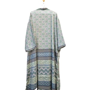 Bata de Seda Ligera Vintage, Kimono de Sari Indio Único, Elegante Baño Térmico, Ropa de Playa, Cintura Elástica para Primavera y Otoño - Product Image 6