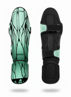 Protections de tibias Muay Thai de qualité supérieure, impression sérigraphique personnalisée, design sur mesure, pour entraînement de kickboxing, MMA, arts martiaux, protection des pieds.