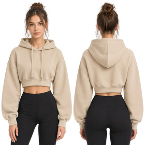 Fabricant de sweats à capuche courts pour femmes en marque privée, fournisseur en gros de sweats courts pour les marchés américain, britannique et européen, vêtements de mode. - Product Image 5