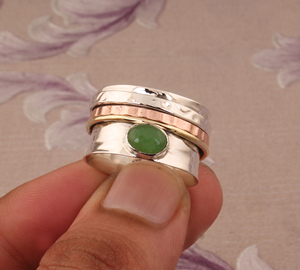 Natural Green <b>Jade</b> Band <b>Ring</b> 925 Sterling Silver Handmade Gemstone Jewelry Wholesale Genuine Nephrite <b>Jade</b> Silver <b>Ring</b> for Women - Product Image 2