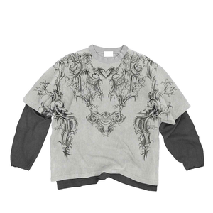 เสื้อยืดยูนิเซ็กซ์ แขนยาว คอโอ ดีไซน์เรียบง่าย สไตล์สตรีท พิมพ์ลายดิจิทัล ผ้าฝ้าย 100% ทรงโอเวอร์ไซส์ โลโก้ด้านหน้า น้ำหนัก 220 กรัม สวมใส่สบาย - Product Image 1