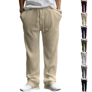 Pantalon décontracté homme printemps-automne, coupe droite ample, rayures verticales, taille mi-haute, jambe large - Product Image 1