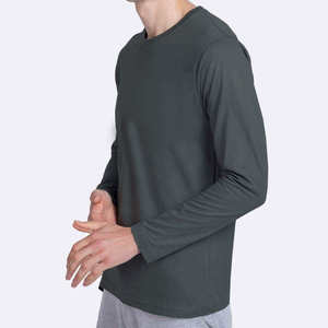 Camiseta de Manga Larga para Hombre, Algodón y Poliéster, Logotipo Personalizado, Manga Completa, Diseño Sólido, Ropa de Moda para Exteriores - Product Image 3
