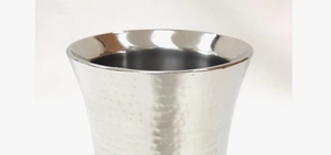 Jarrón de Metal Plateado Martillado - Contenedor Cilíndrico Moderno para Decoración de Mesa y Estantes, Adorno de Lujo para el Hogar - Product Image 2