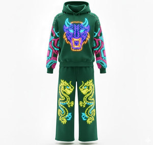 Men's Sublimated Tech Hoodie Neon Glowing Design and Digital Circuitry Pattern Modern Streetwear Fashion Top - Product Image 2