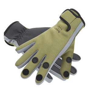 Leather Fingerless Fishing <b>Gloves</b> Non-Slip Hook Loop Closure Sun Protection Touchscreen Compatible All Seasons Outdoor Use for - Product Image 2