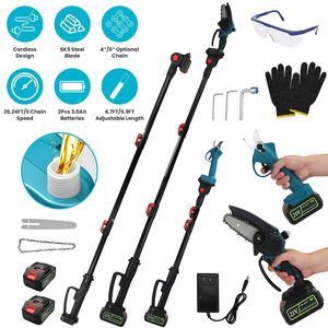 Tijeras de podar inalámbricas 4 en 1, motosierra eléctrica con extensión máxima de 5.5 pies, sierra de 4/6 varillas, hoja SK5, herramientas de jardín sin escobillas - Product Image 1
