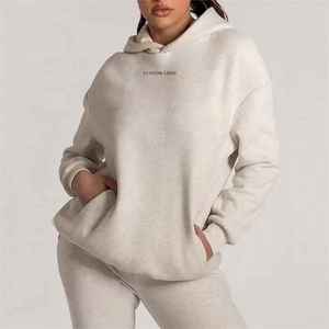 Sudaderas con Capucha Personalizadas con Logotipo OEM para Mujer, Sudaderas Holgadas Bordadas Lisas 100% Algodón, Sudaderas Extra Grandes para Mujer - Product Image 1