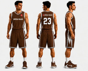 Uniforme de basketball personnalisable imprimé à col en V sans manches, respirant, écologique, 100 % polyester, taille élastique, pour équipes adultes - Product Image 1